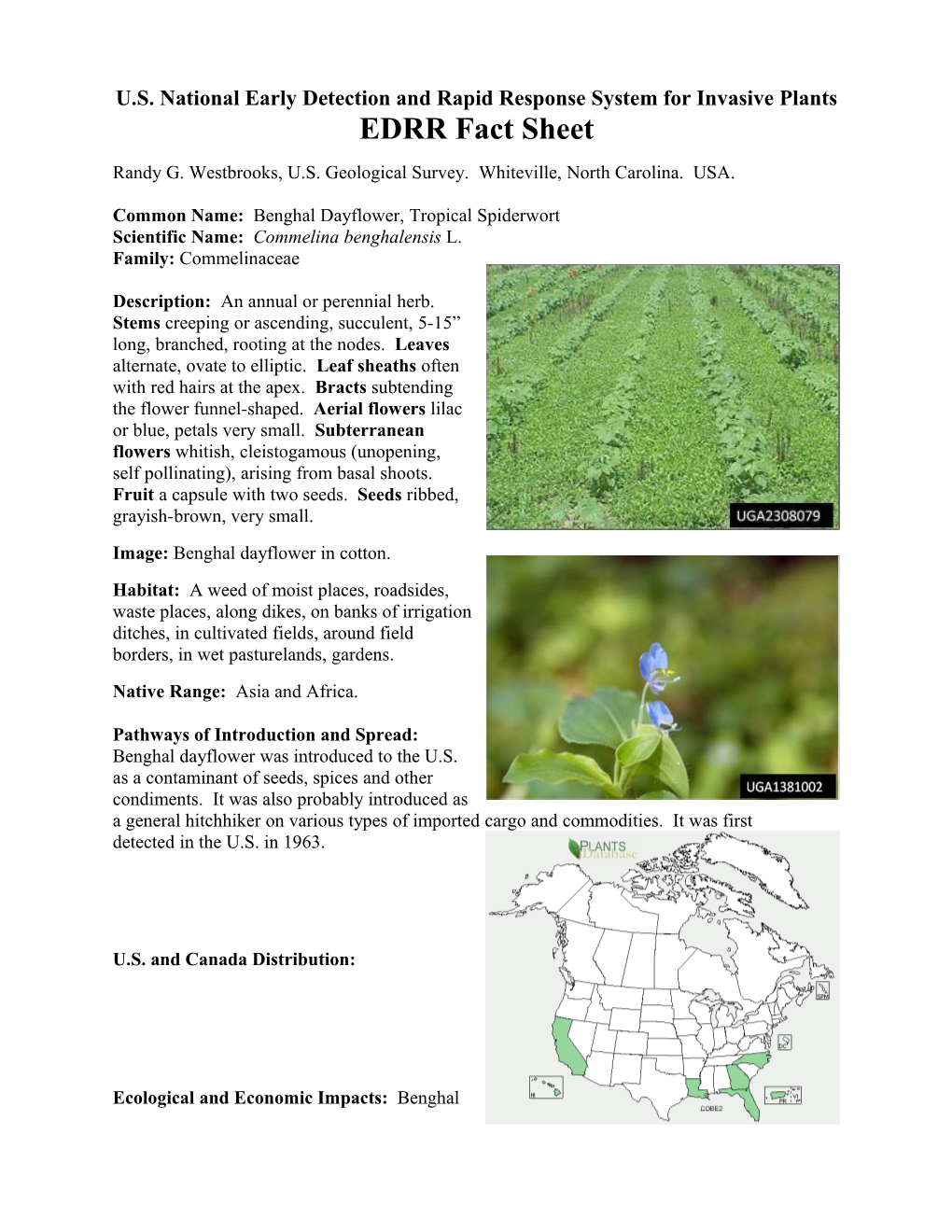 U.S. National Early Detection and Rapid Response System for Invasive Plants EDRR Fact Sheet