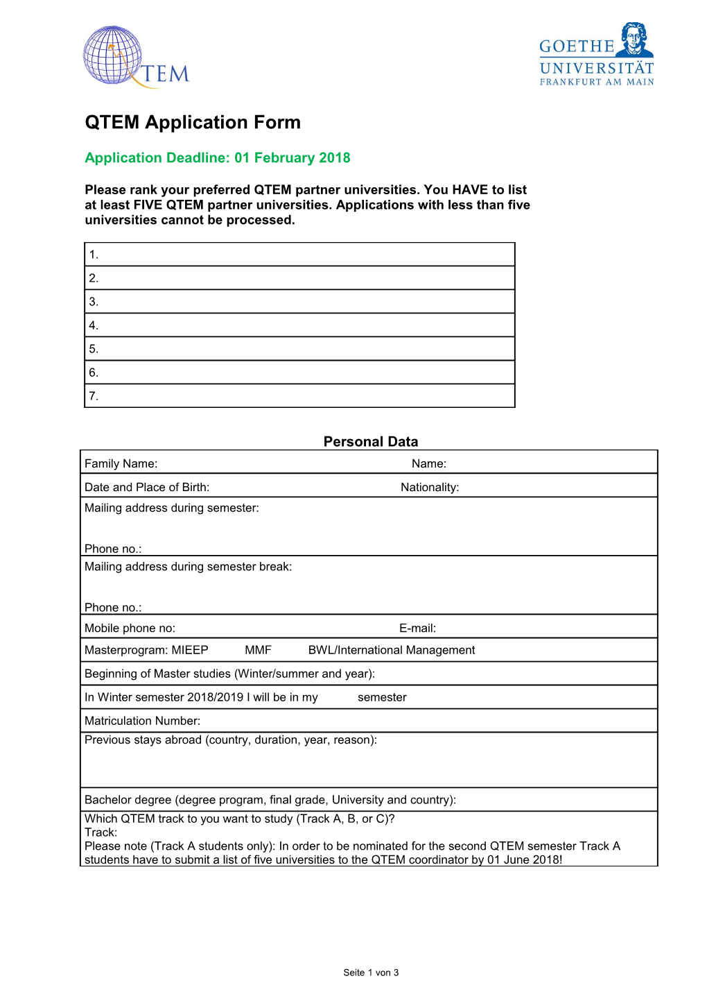 QTEM Application Form