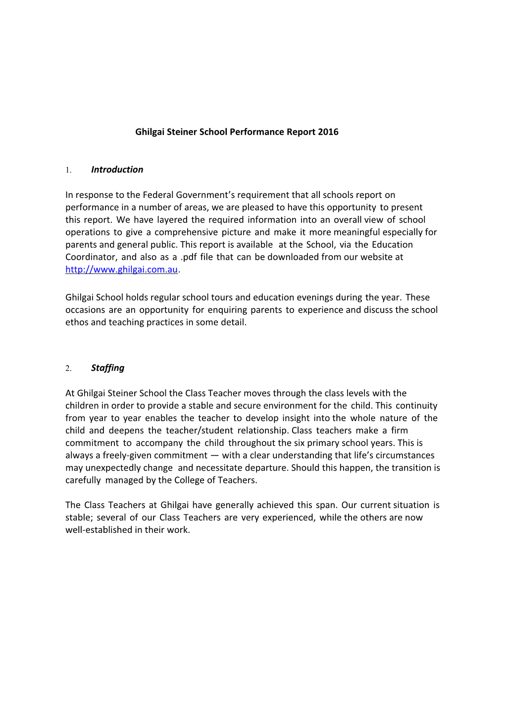 Ghilgai Steinerschoolperformance Report2016
