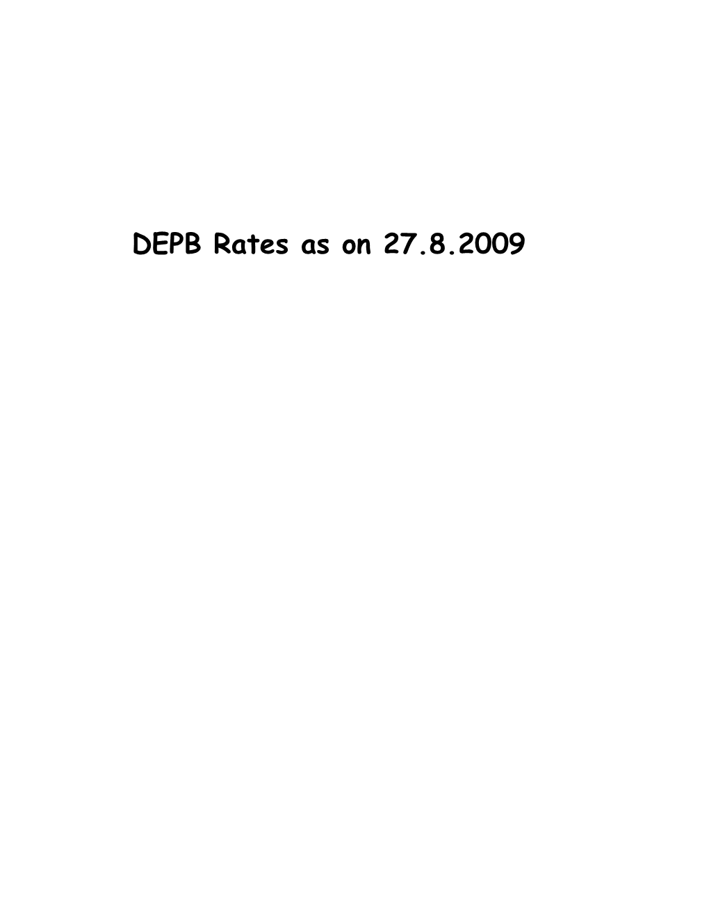DEPB Rates As on 27