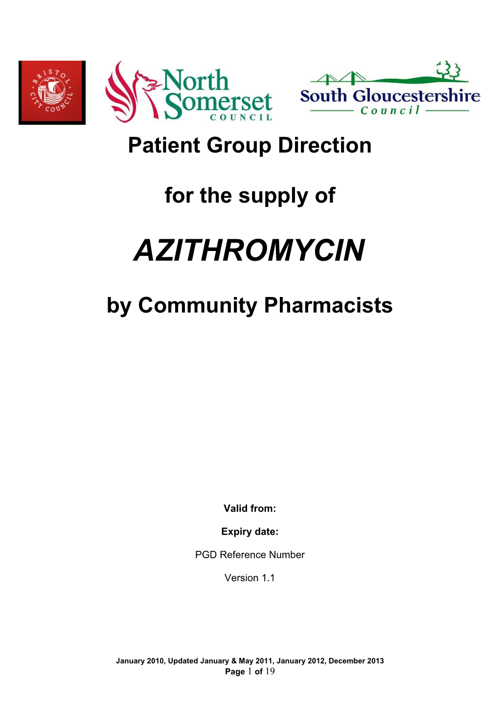 Clinical Content of Patient Group Direction For
