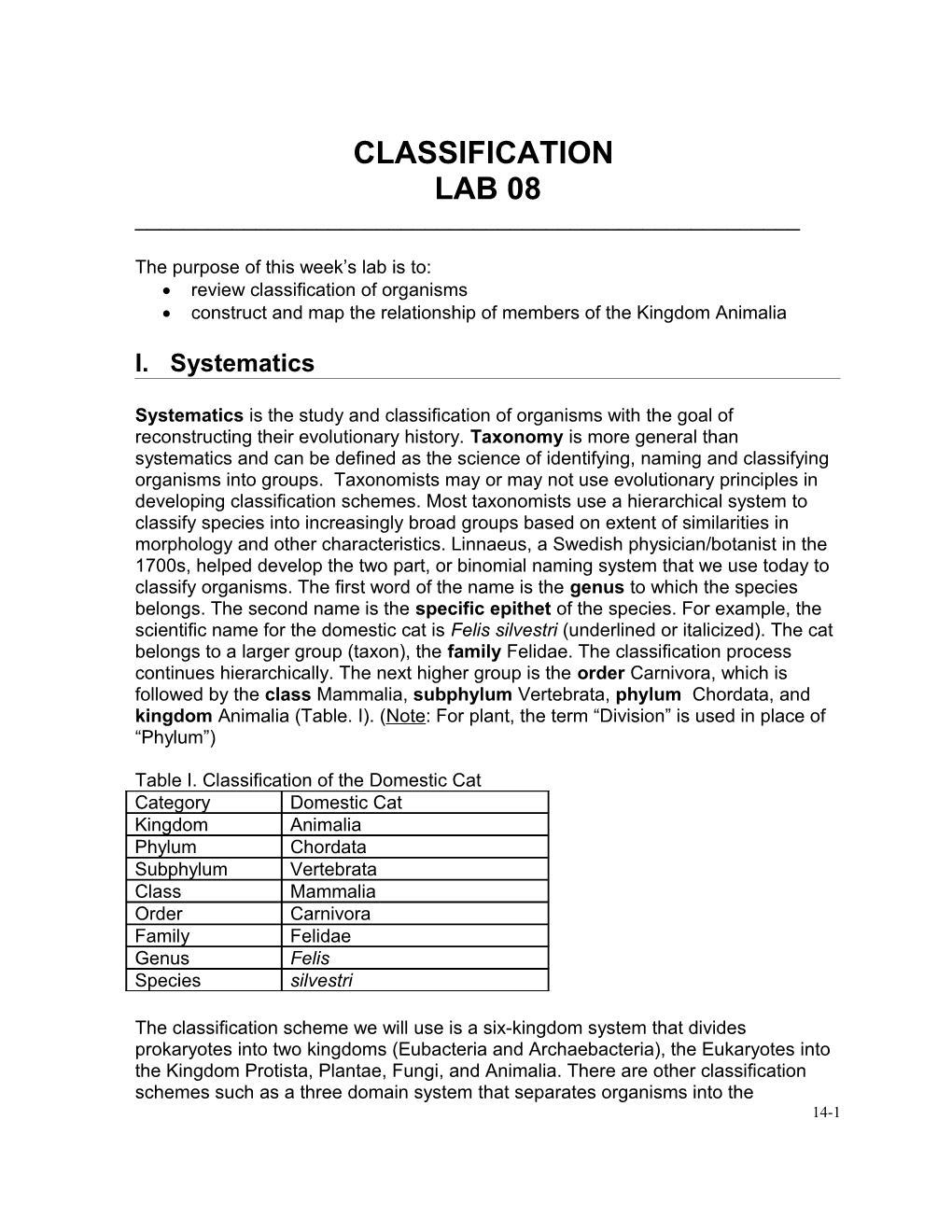 Classification and Phylogenetics