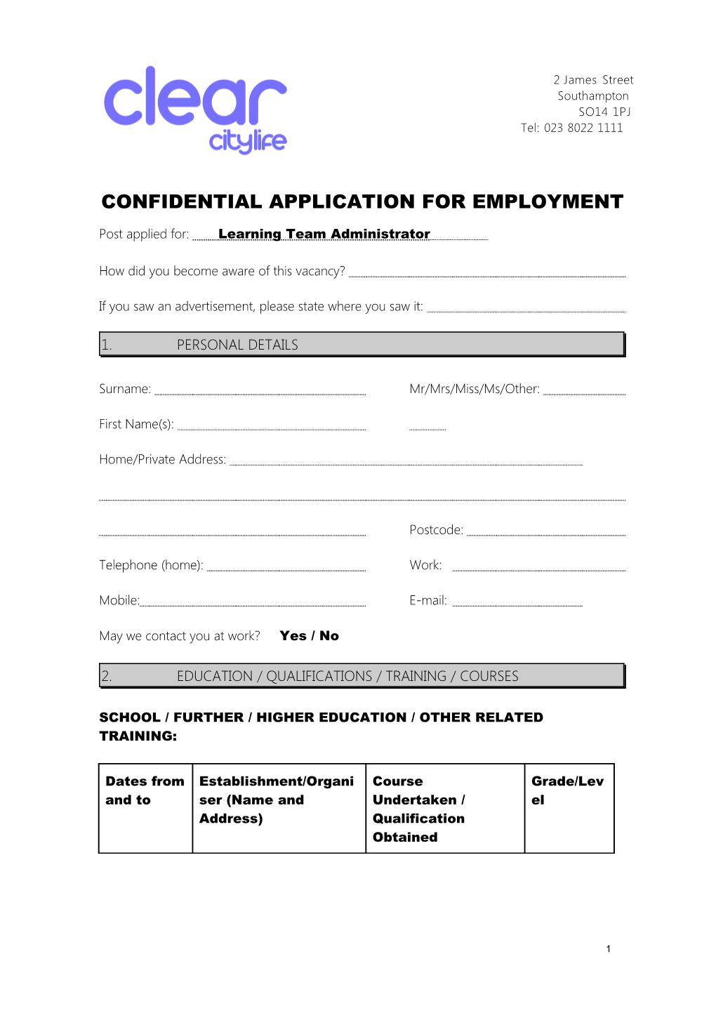 Confidential Application for Employment s6