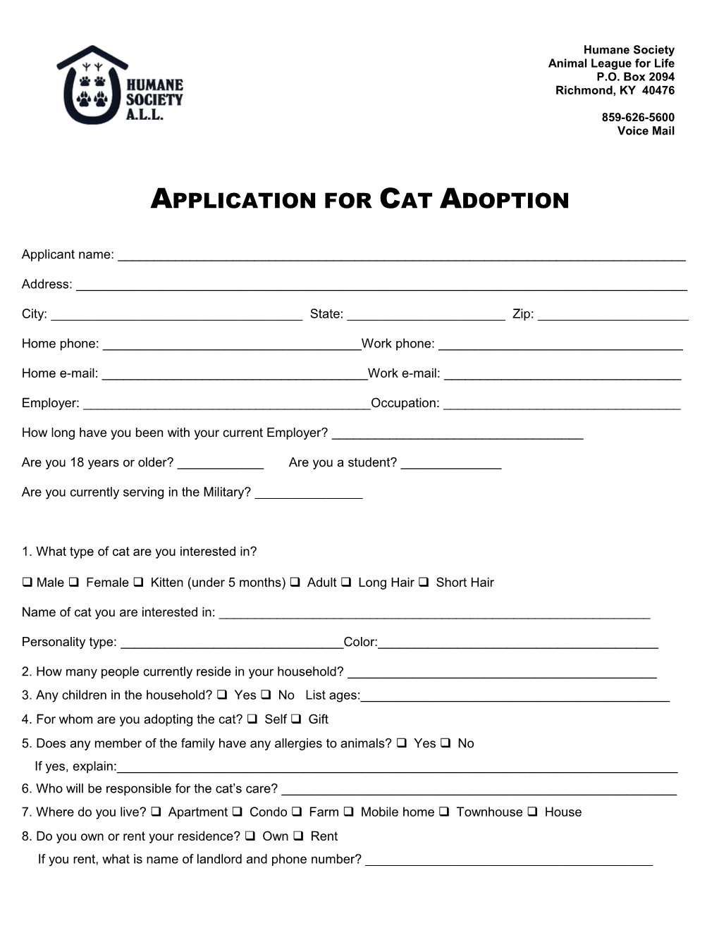 Application for Cat Adoption s1