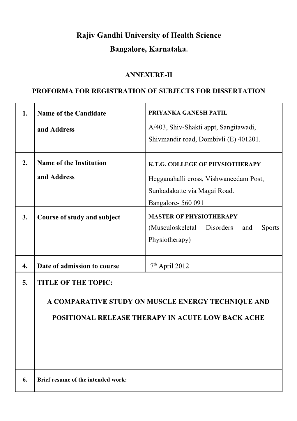 Rajiv Gandhi University of Health Sciences, Karnataka s18