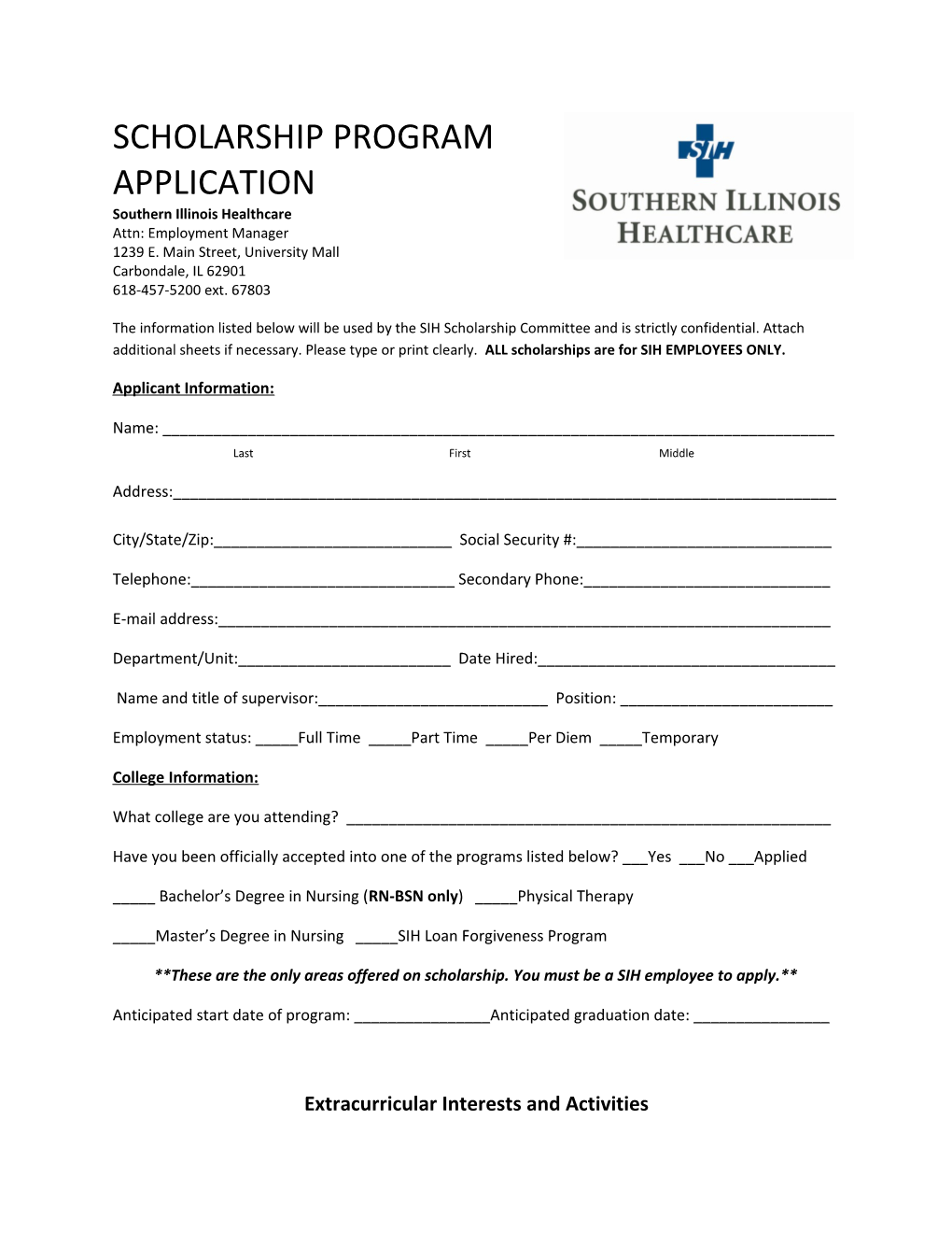Scholarship Program Application
