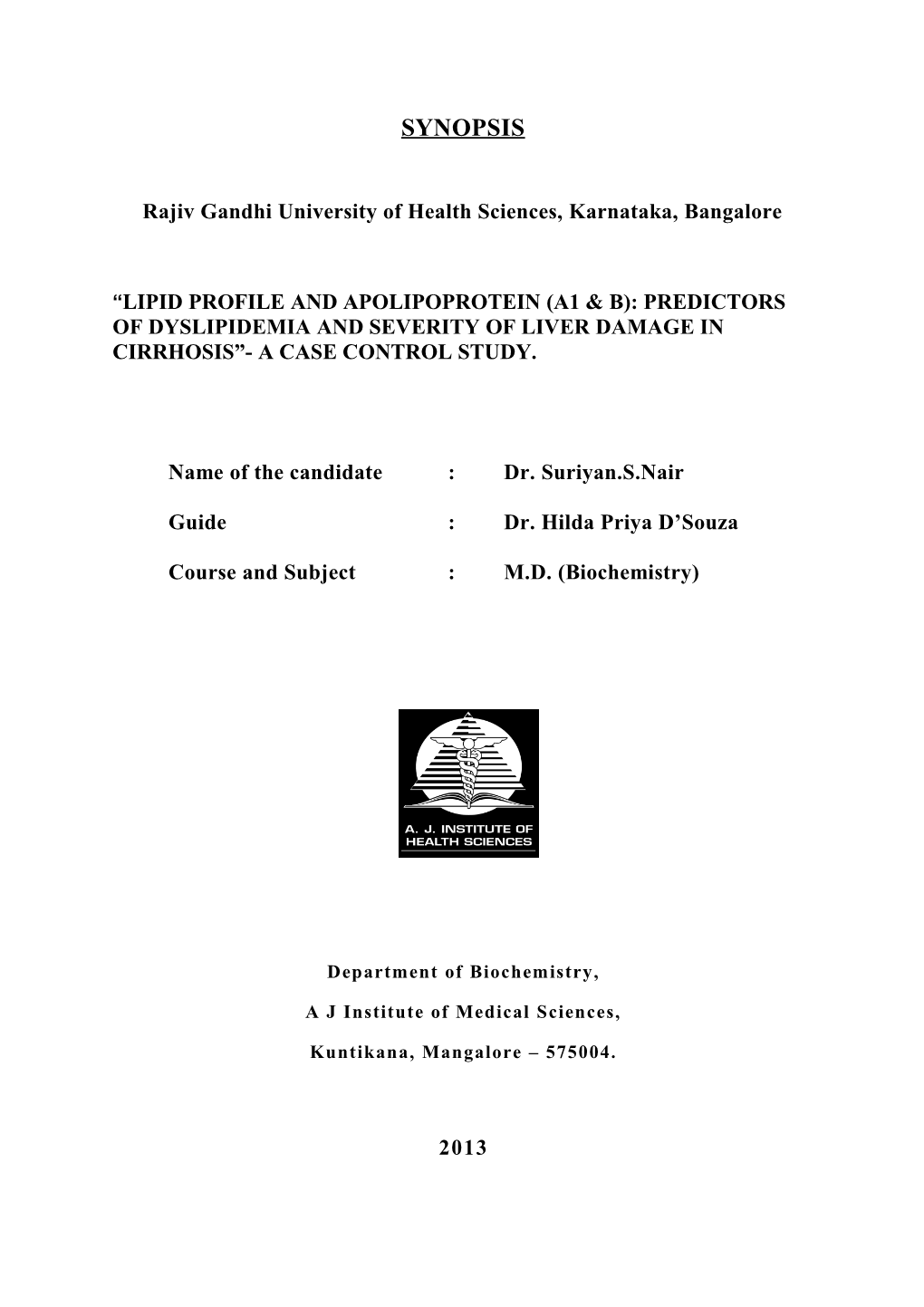 Rajiv Gandhi University of Health Sciences, Karnataka, Bangalore s5
