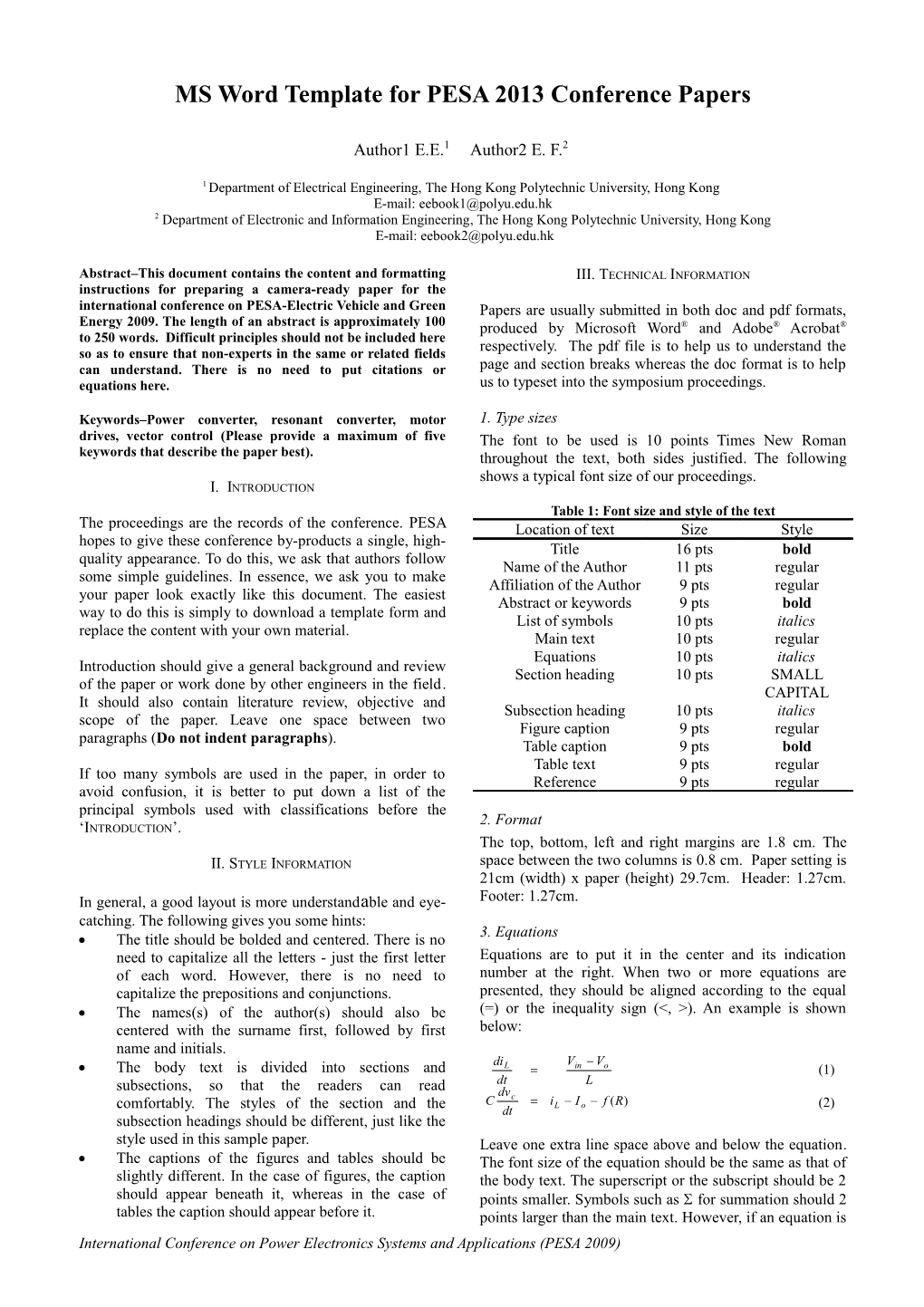 Guidelines for Preparation a Two-Column Paper for an Engineering Journal