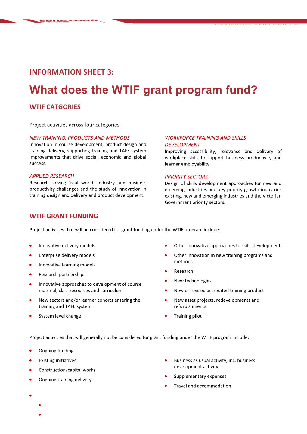 What Does the WTIF Grant Program Fund?