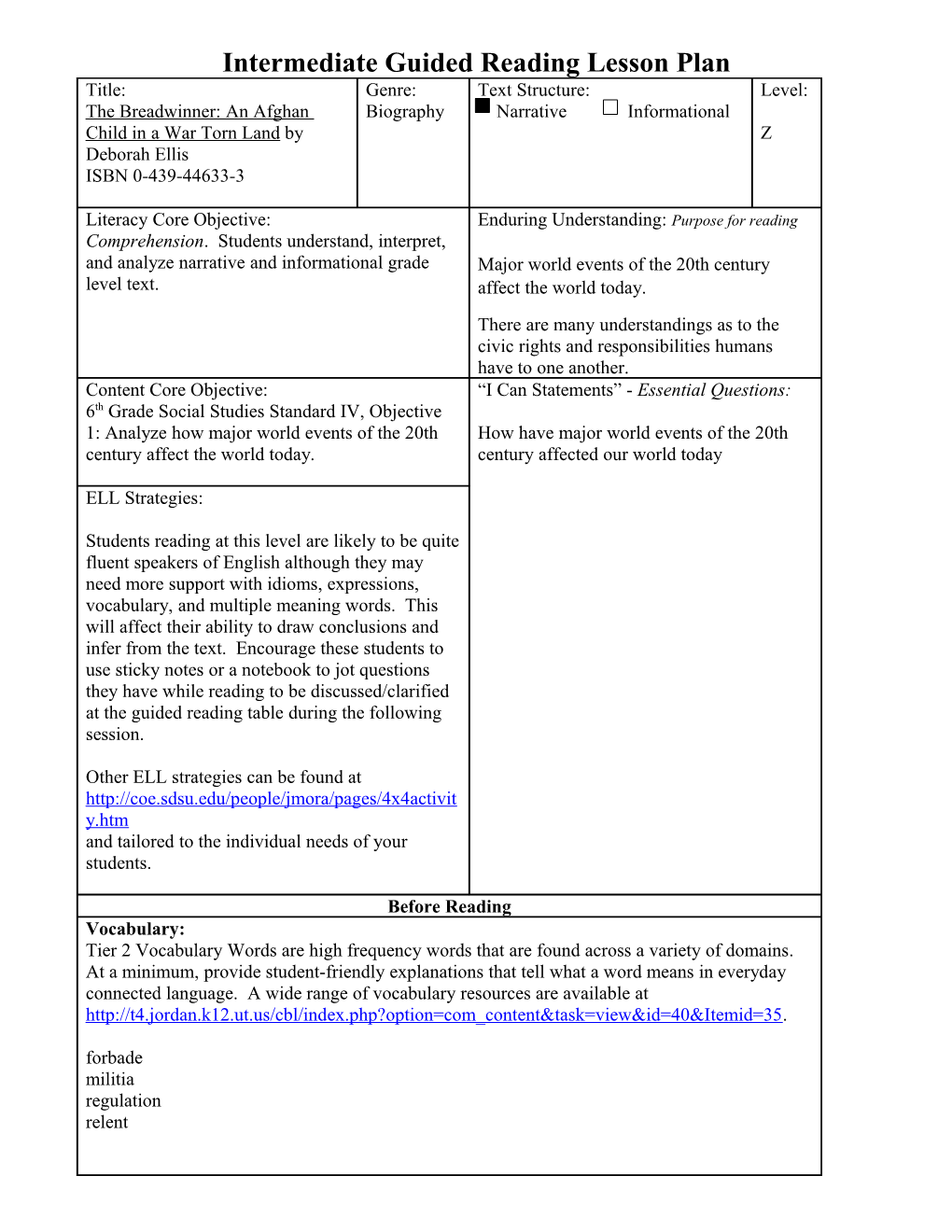 Primary Guided Reading Lesson Plan s9