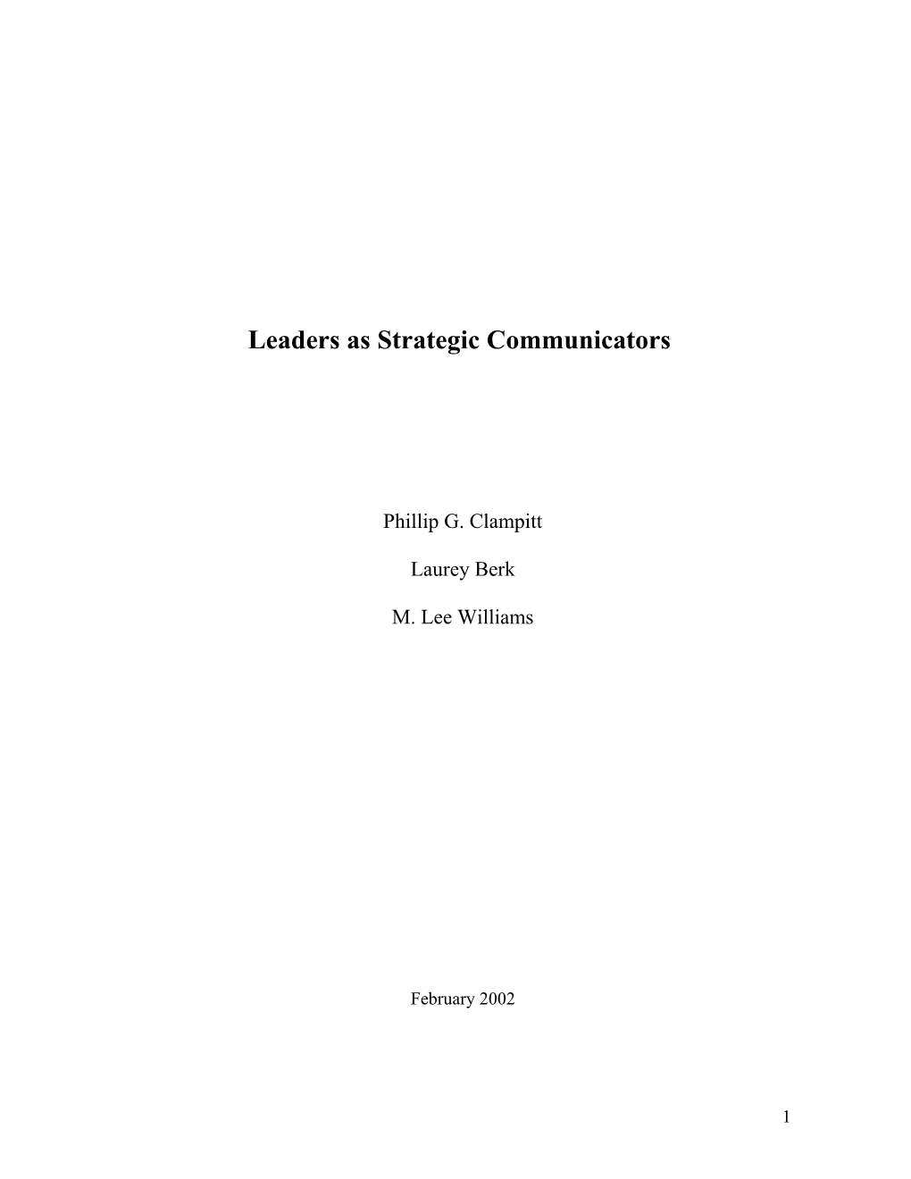 Leaders As Communicators