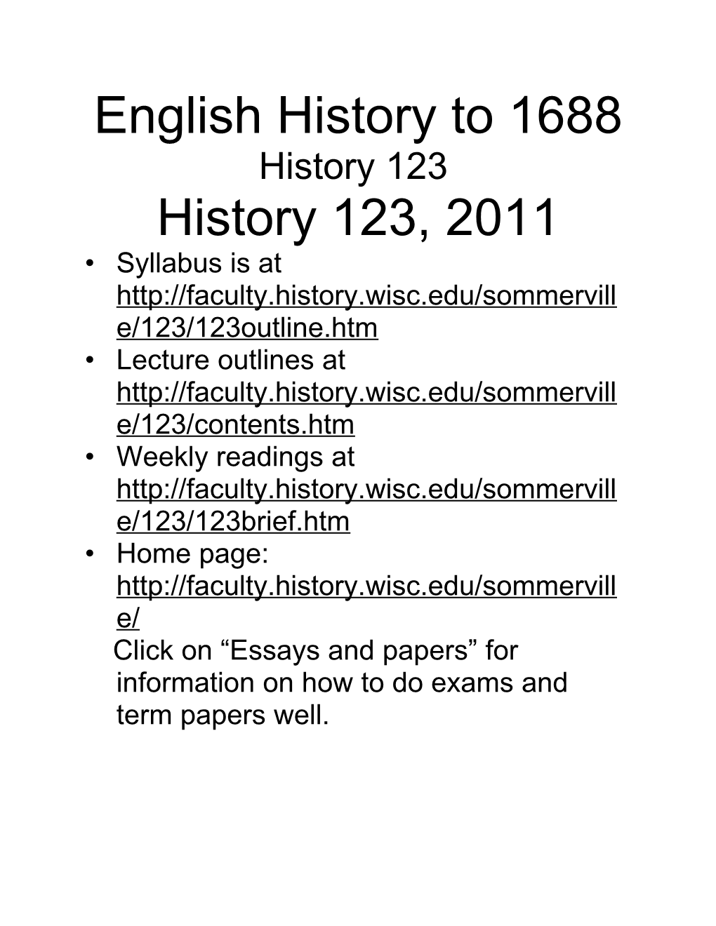 English History to 1688