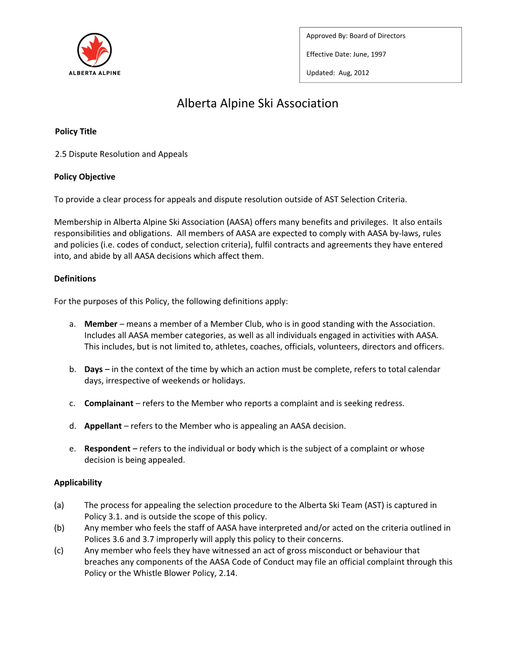 Alberta Alpine Ski Association