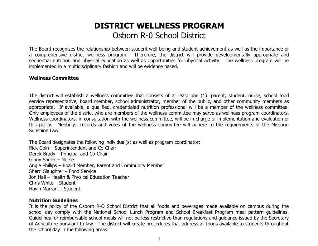 District Wellness Program