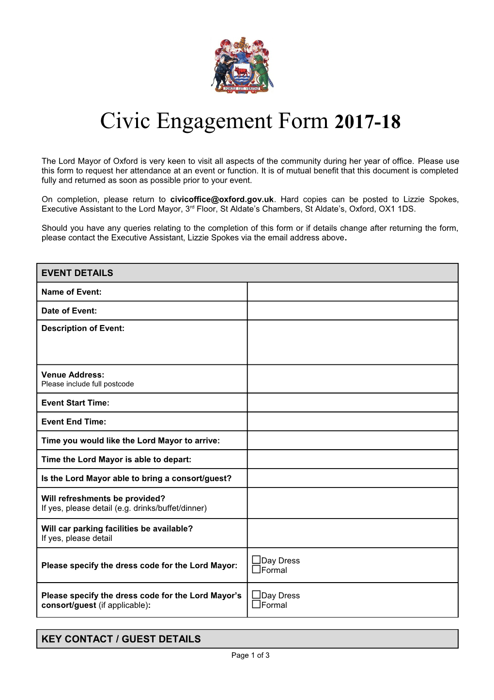 Civic Engagement Form 2017-18