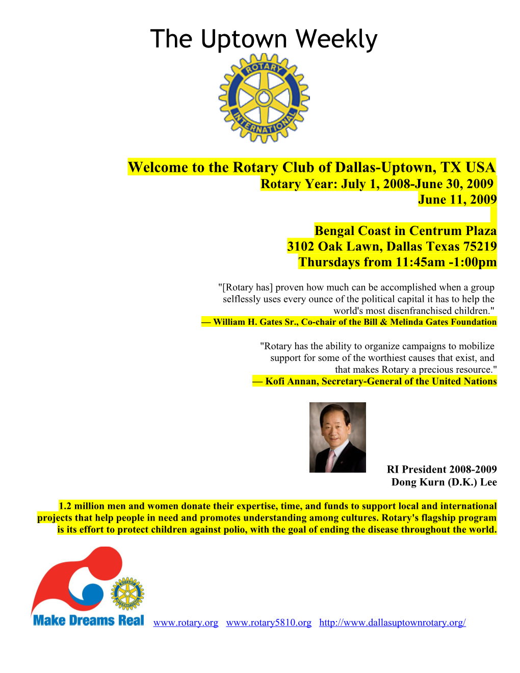 Welcome to the Rotary Club of Dallas-Uptown, TX USA s2