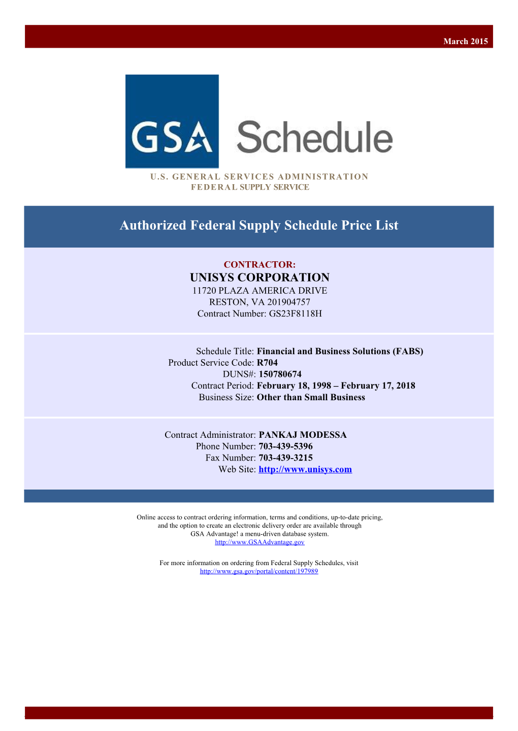 Authorized Federal Supply Schedule Price List s16