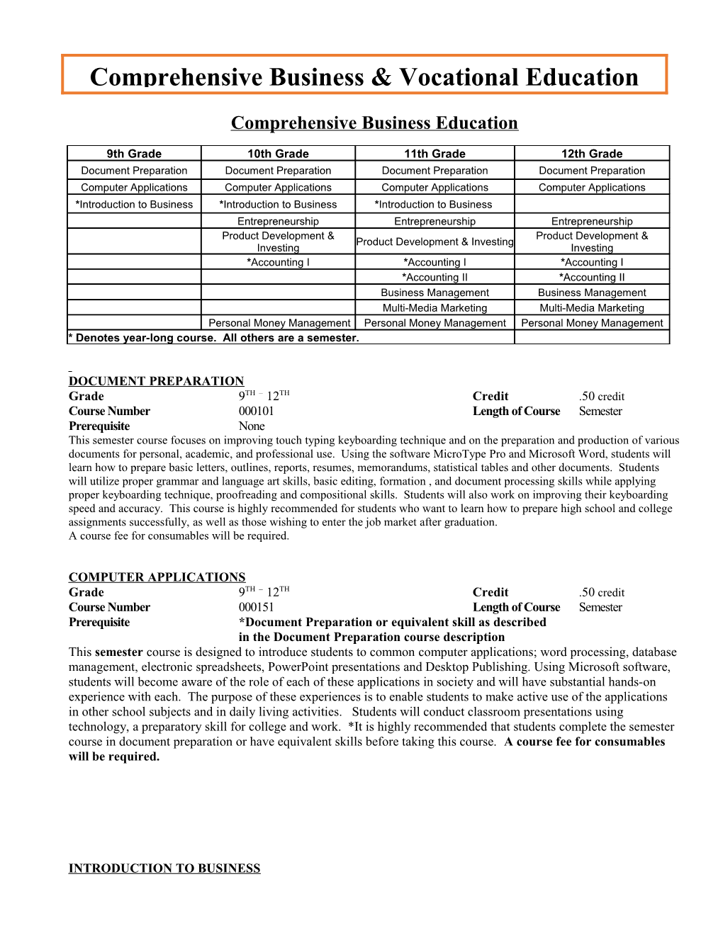 Comprehensive Business Education