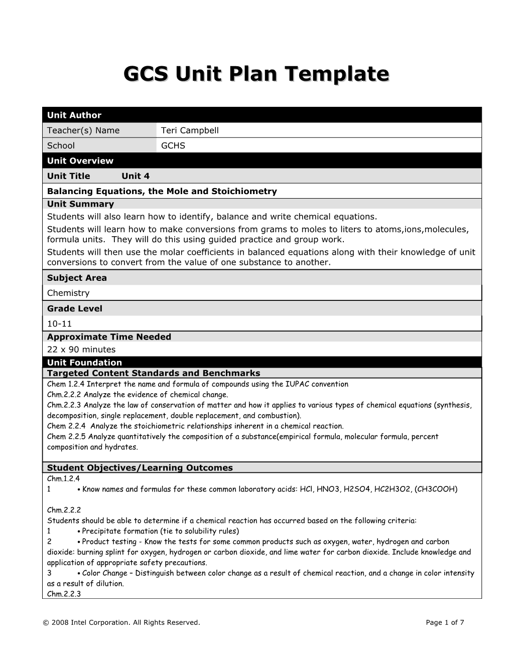 Unit Plan Template s8
