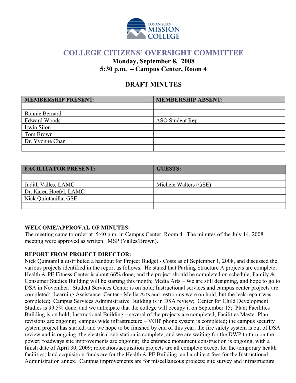 College Citizens Oversight Committee