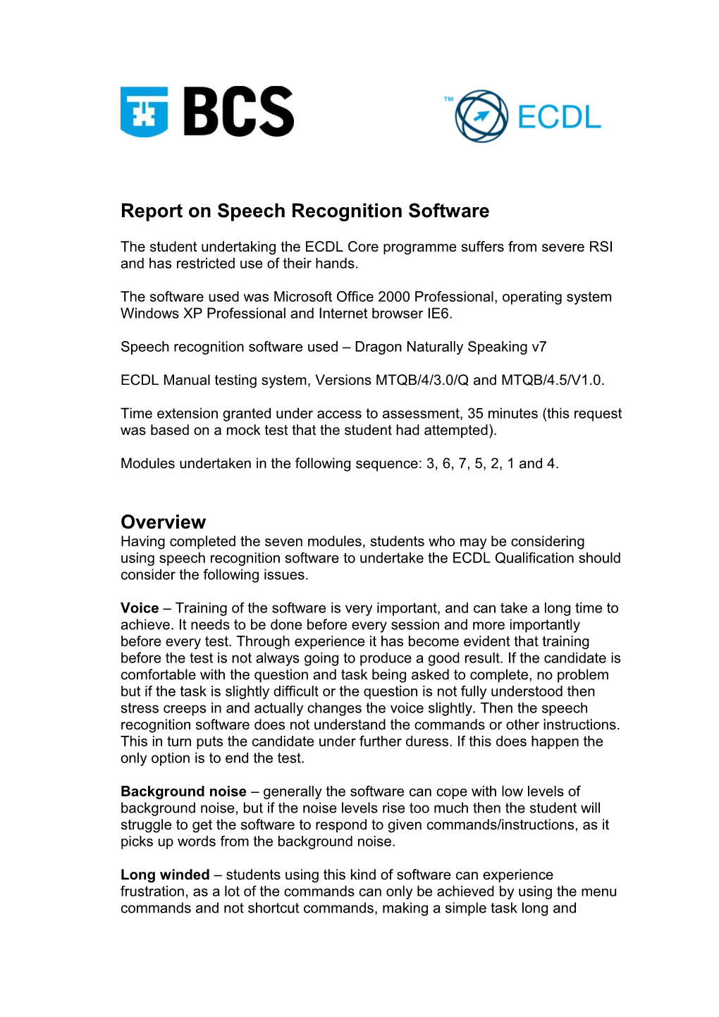 Report on Speech Recognition Software