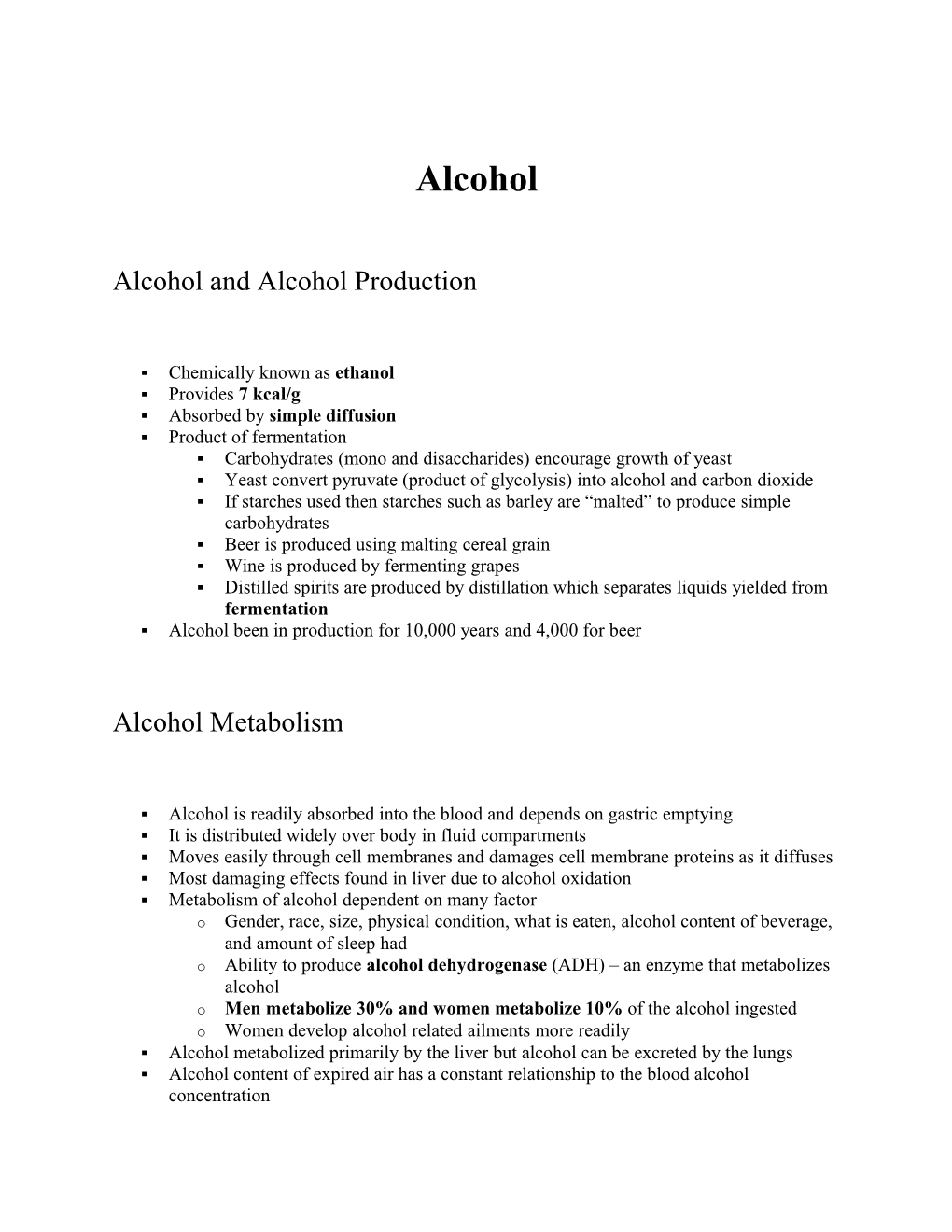 Alcohol and Alcohol Production