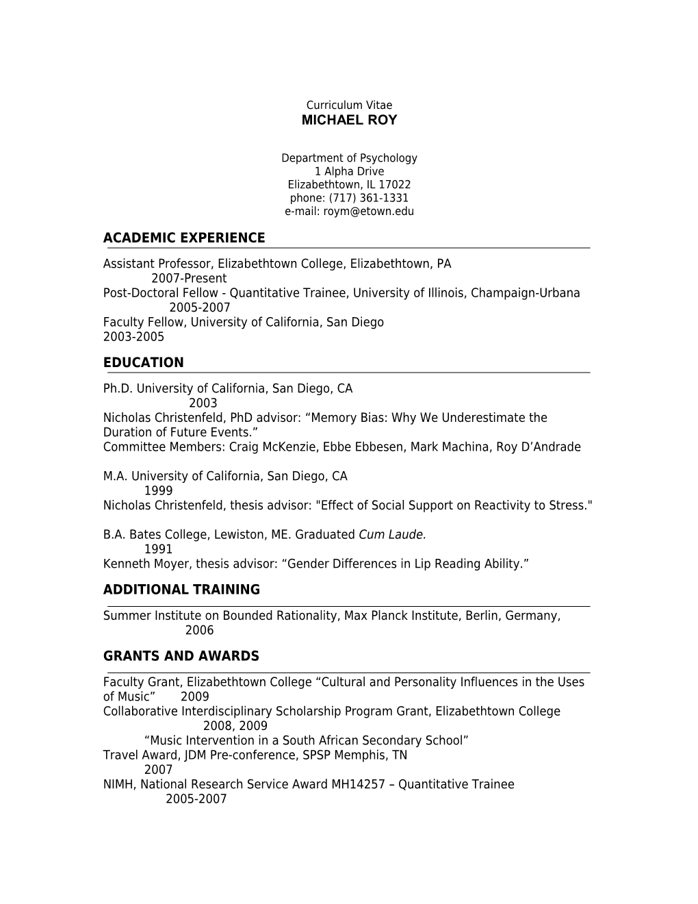 Curriculum Vitae s306