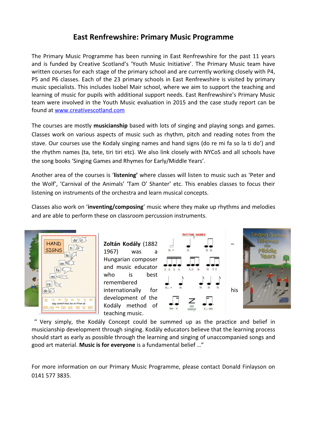 East Renfrewshire: Primary Music Programme