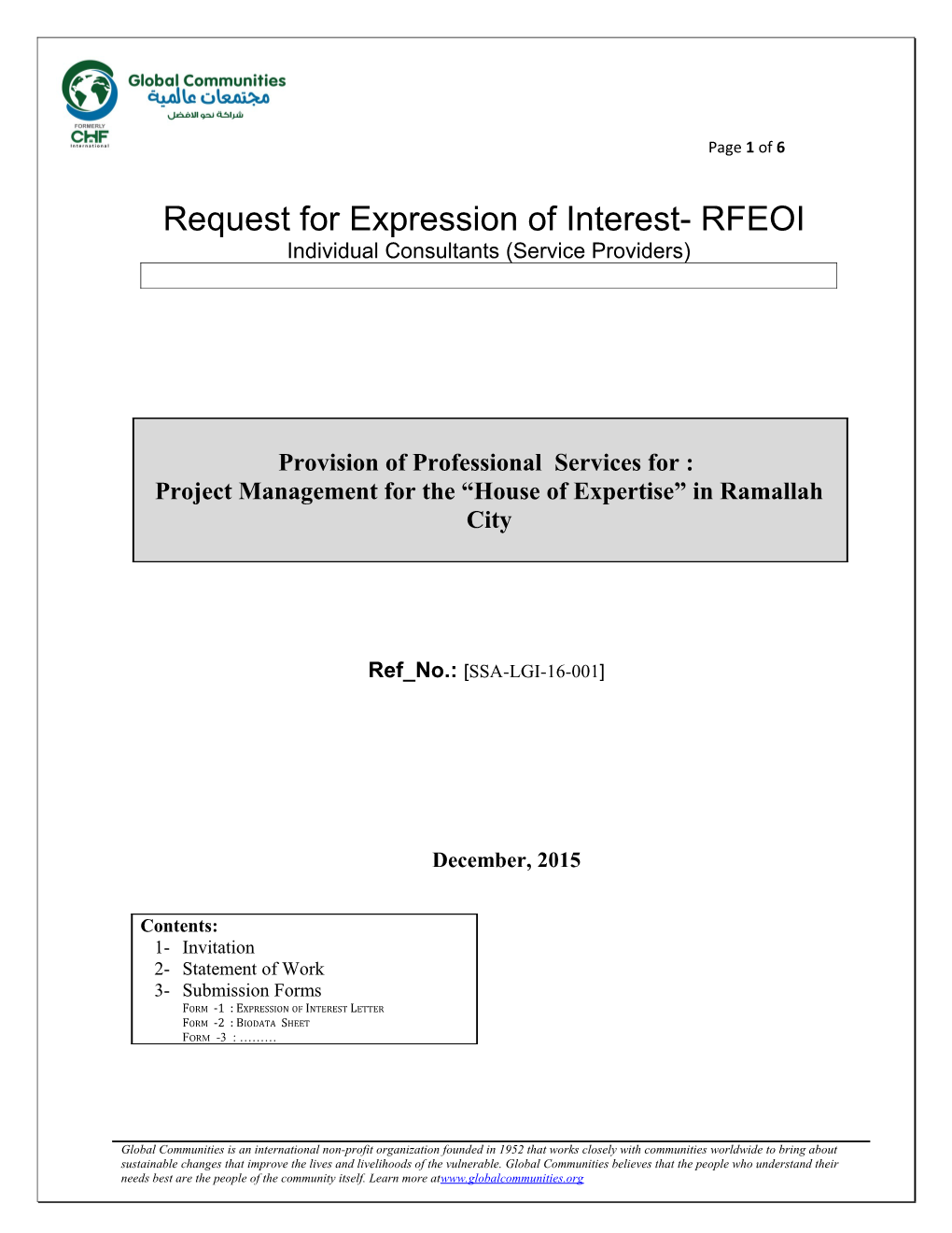 Request for Expression of Interest- RFEOI