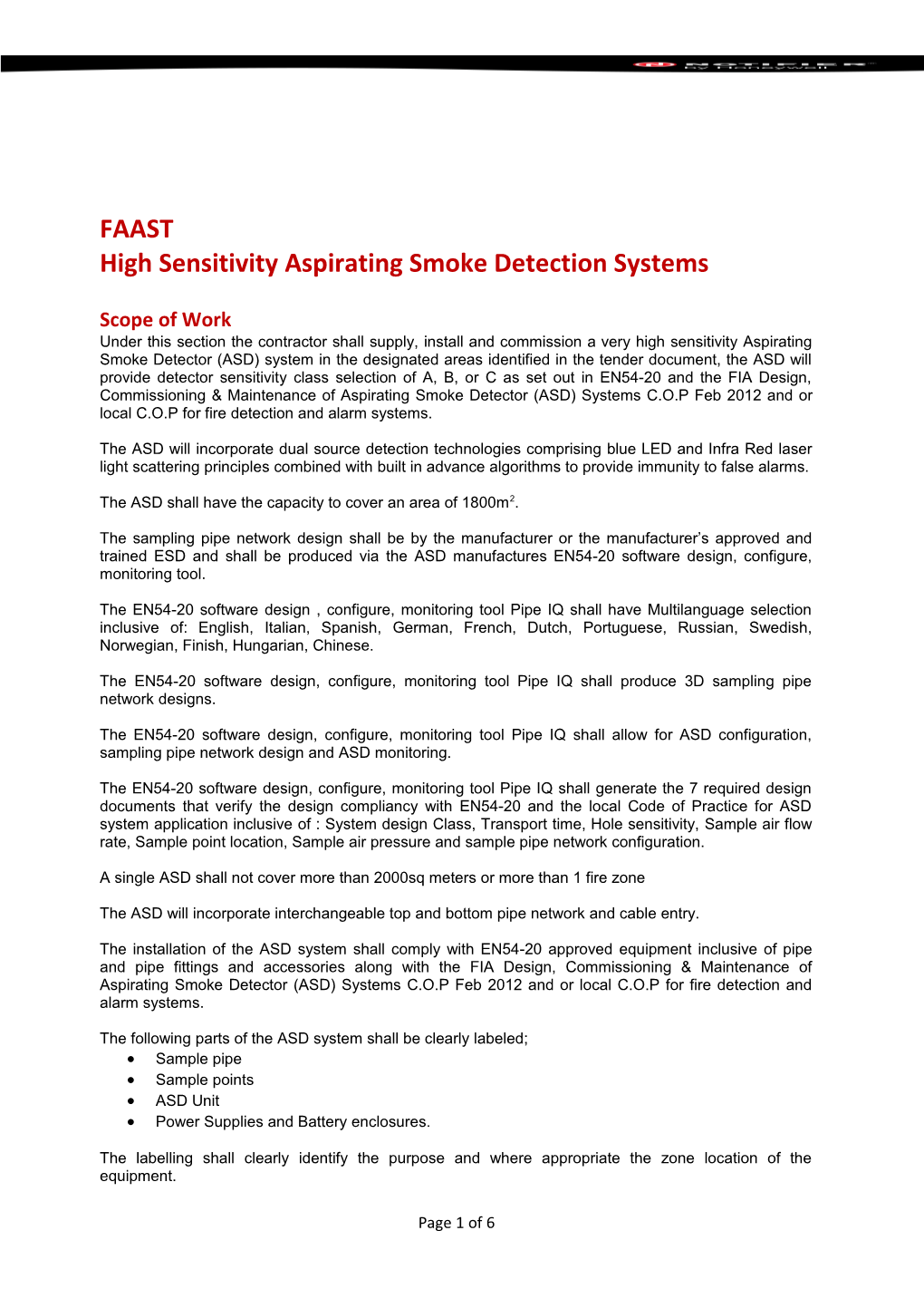 High Sensitivity Aspirating Smoke Detection Systems