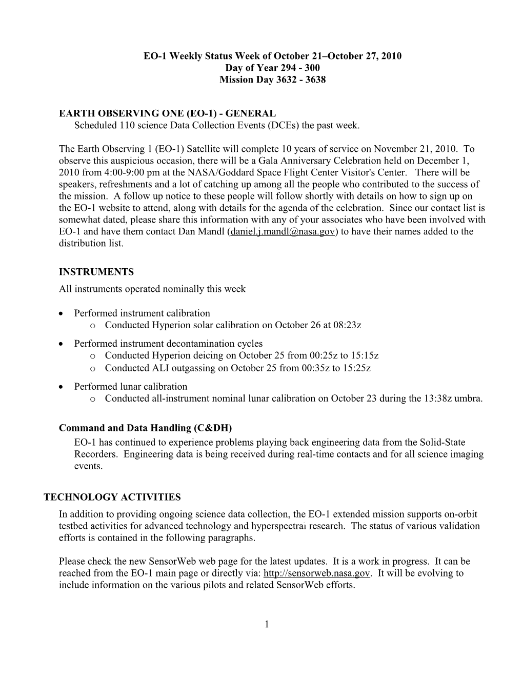 EO-1 Status Week of Jan 20-26, 2001 s10