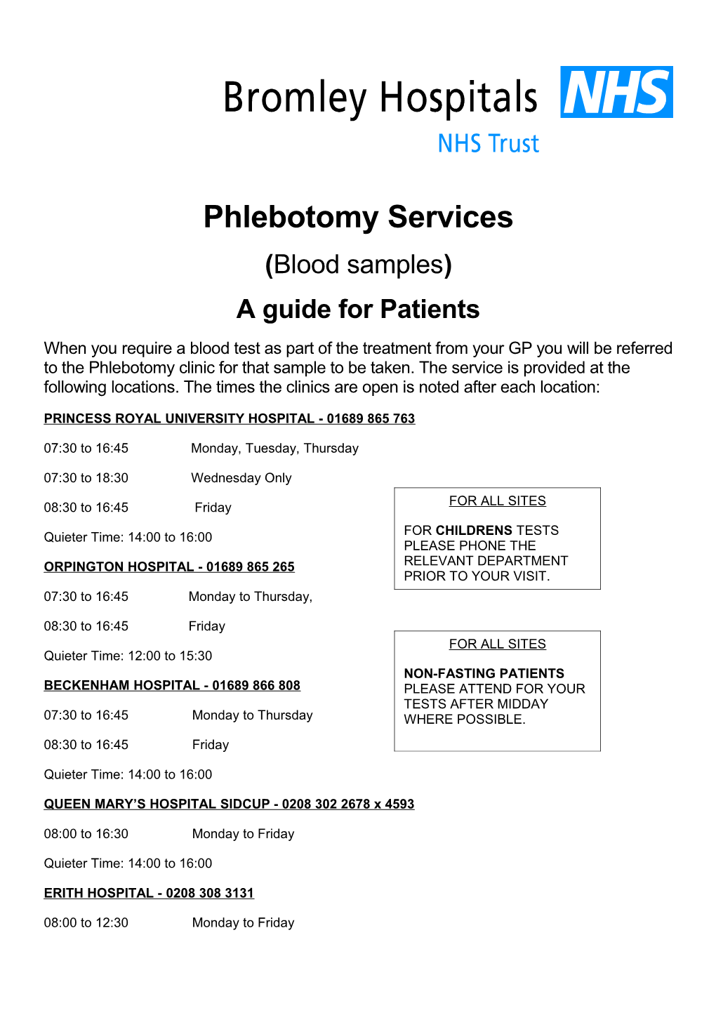 Phlebotomy Services