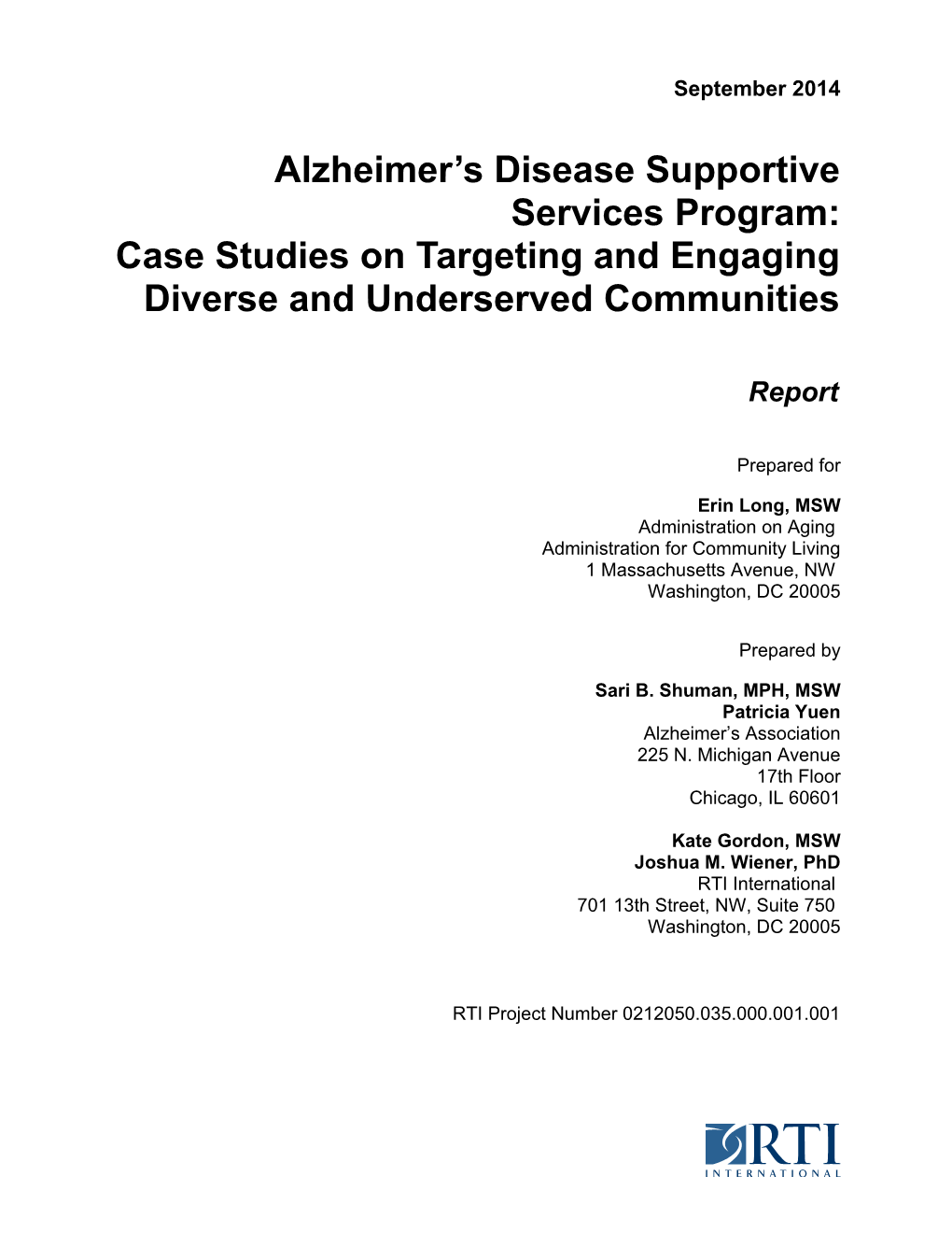 Alzheimer S Disease Supportive Services Program: Case Studies on Targeting and Engaging