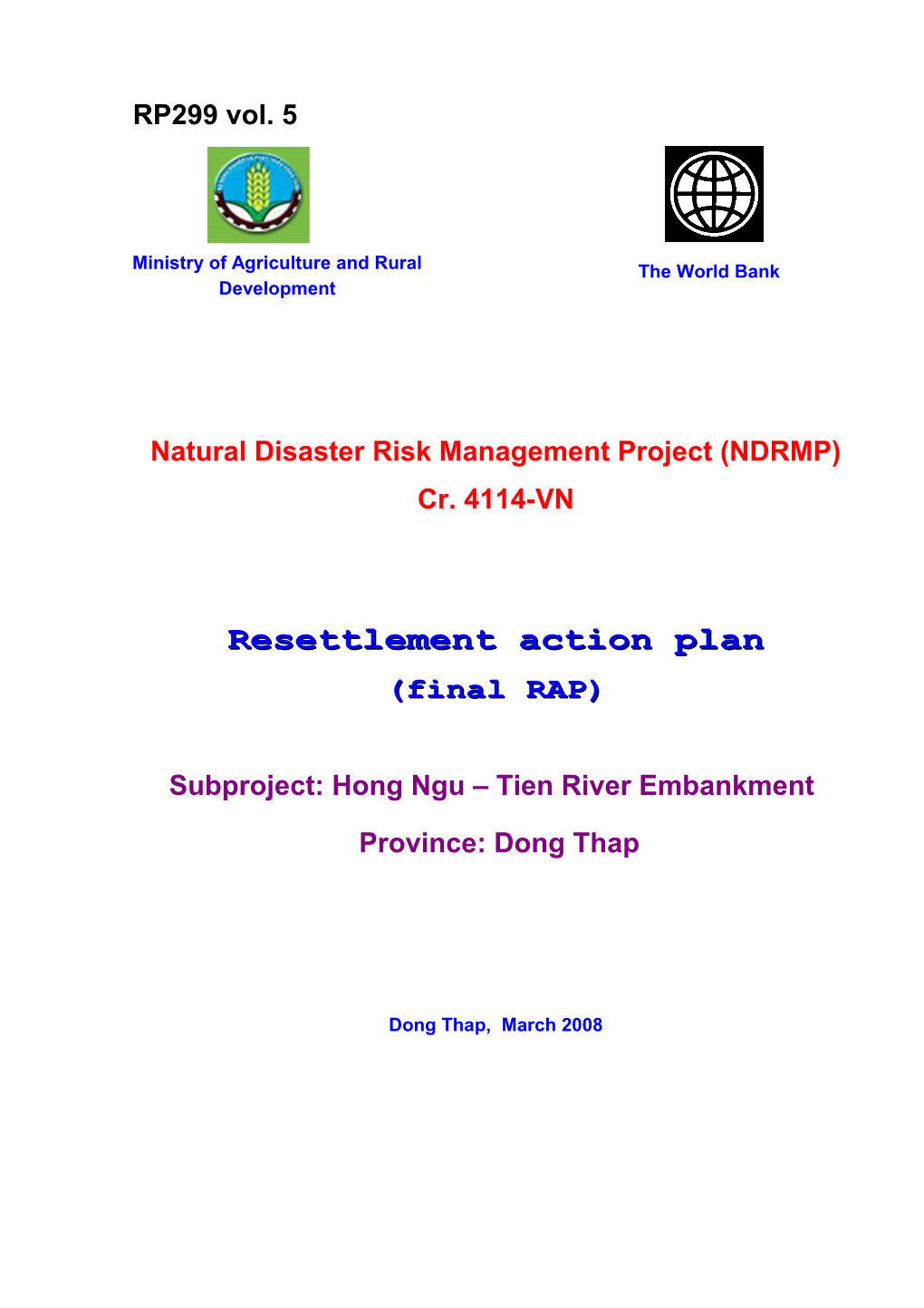 Natural Disaster Risk Management Project (NDRMP)