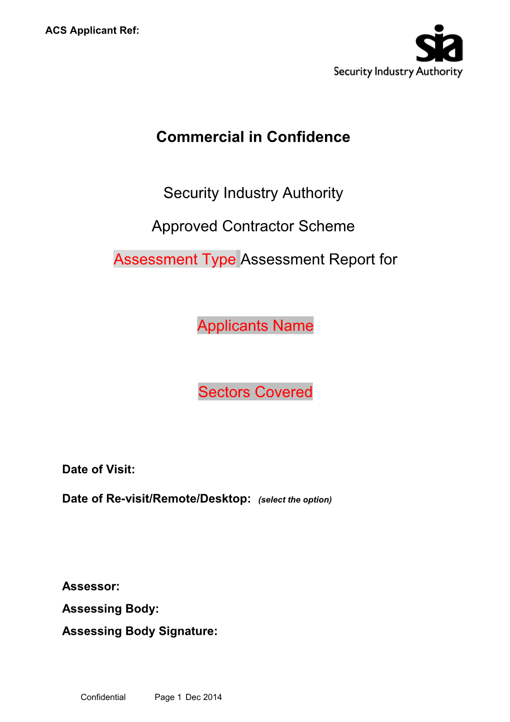 Assessment Report Template