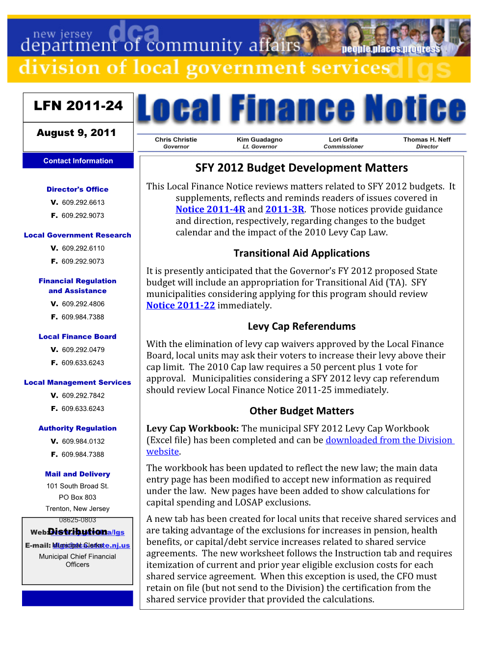 Local Finance Notice 2011-24 August 9, 2011 Page 5