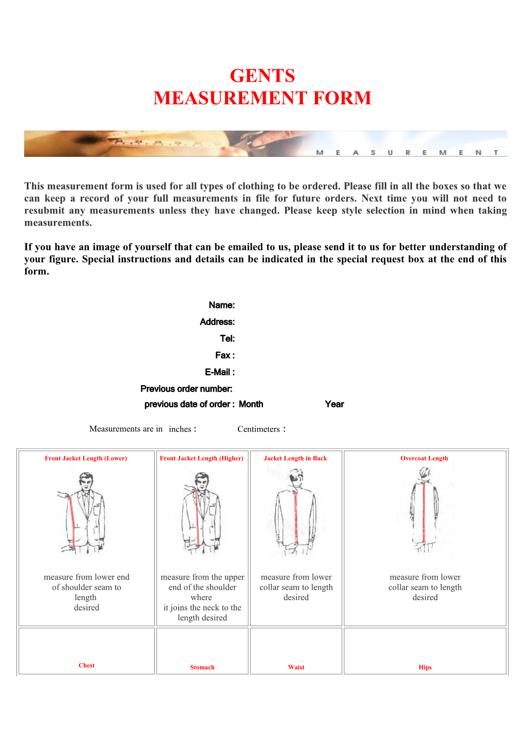 Measurement Form