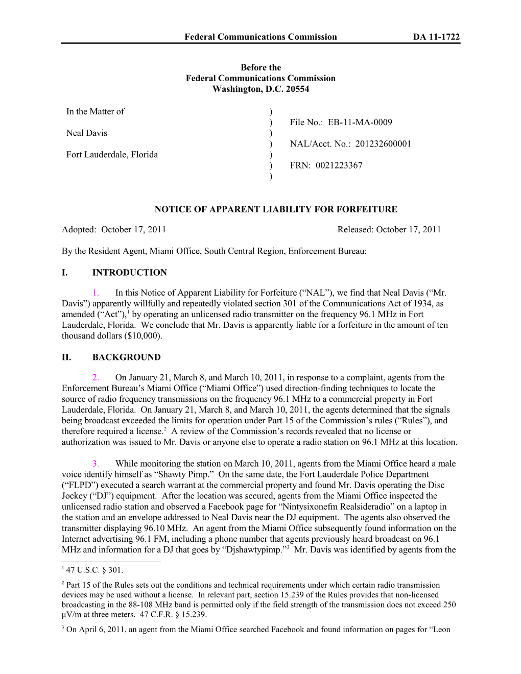 Notice of Apparent Liability for Forfeiture s17