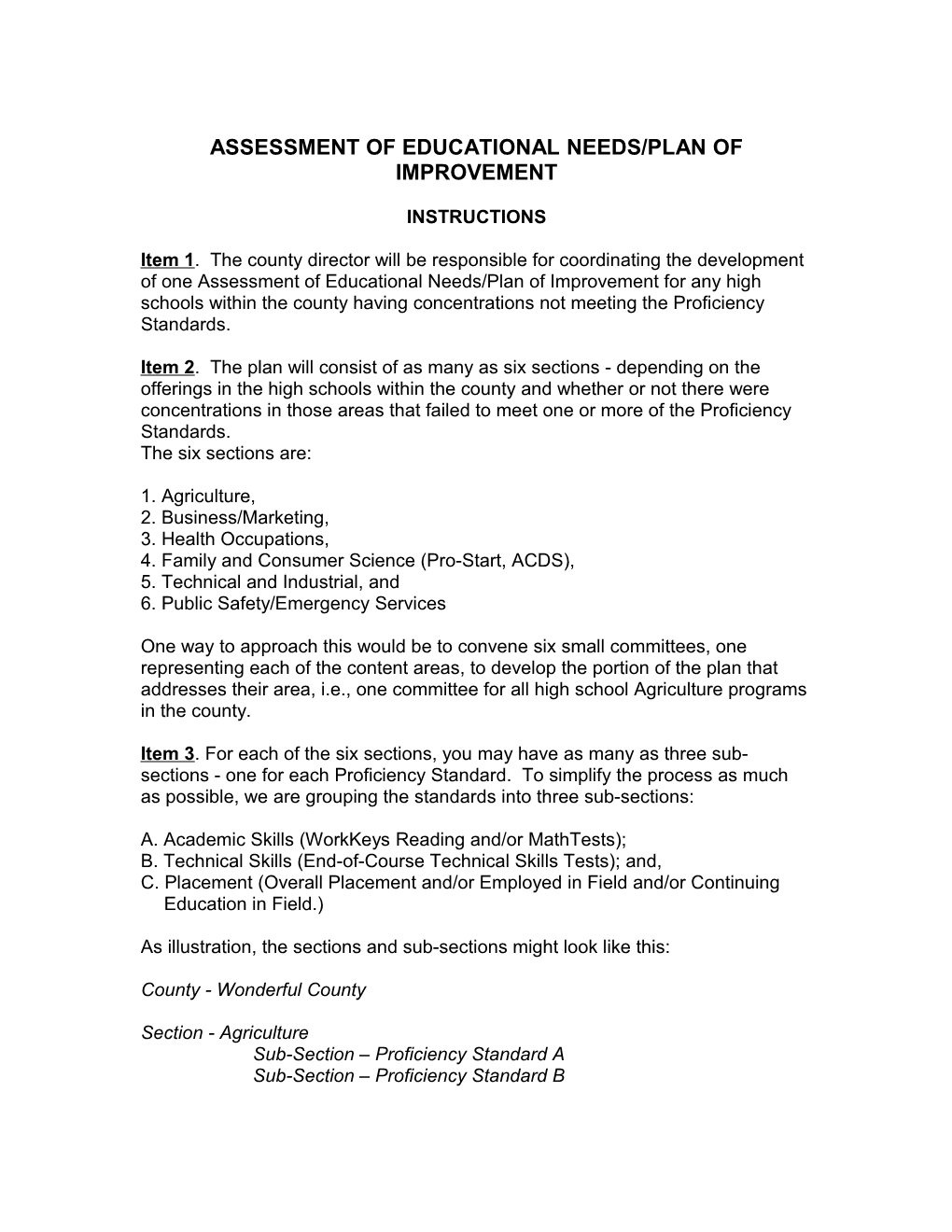 Assessment of Educational Needs/Plan of Improvement