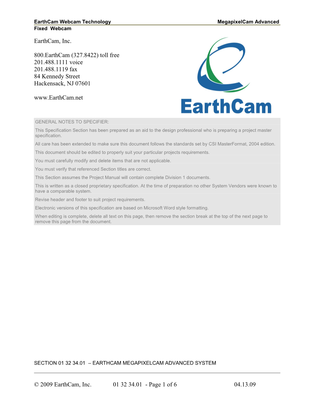 Earthcam Webcam Technology Megapixelcam Advanced Fixed Webcam