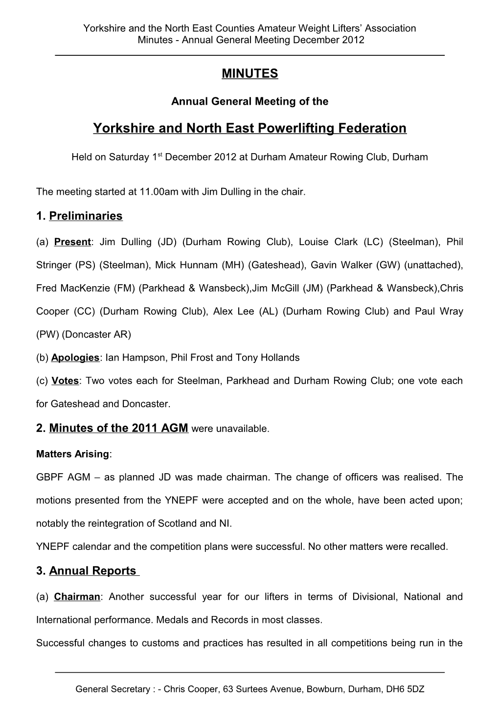 Yorkshire and the North East Counties Amateur Weight Lifters Association