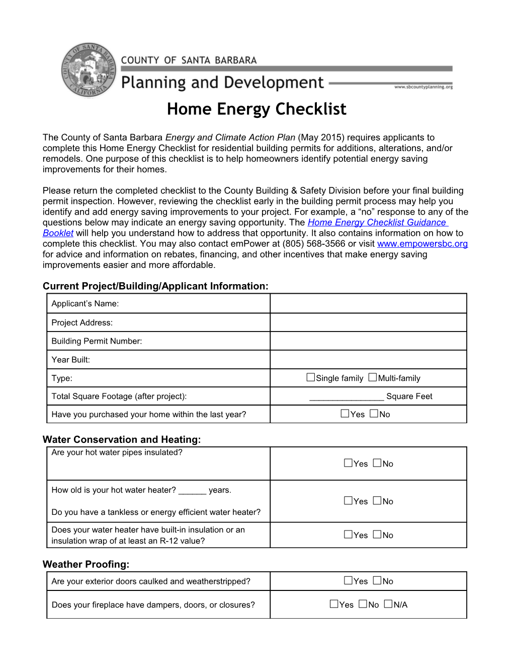 Current Project/Building/Applicant Information