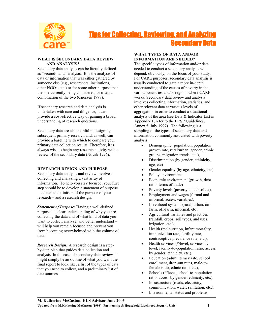 Secondary Data Analysis: Methods and Considerations