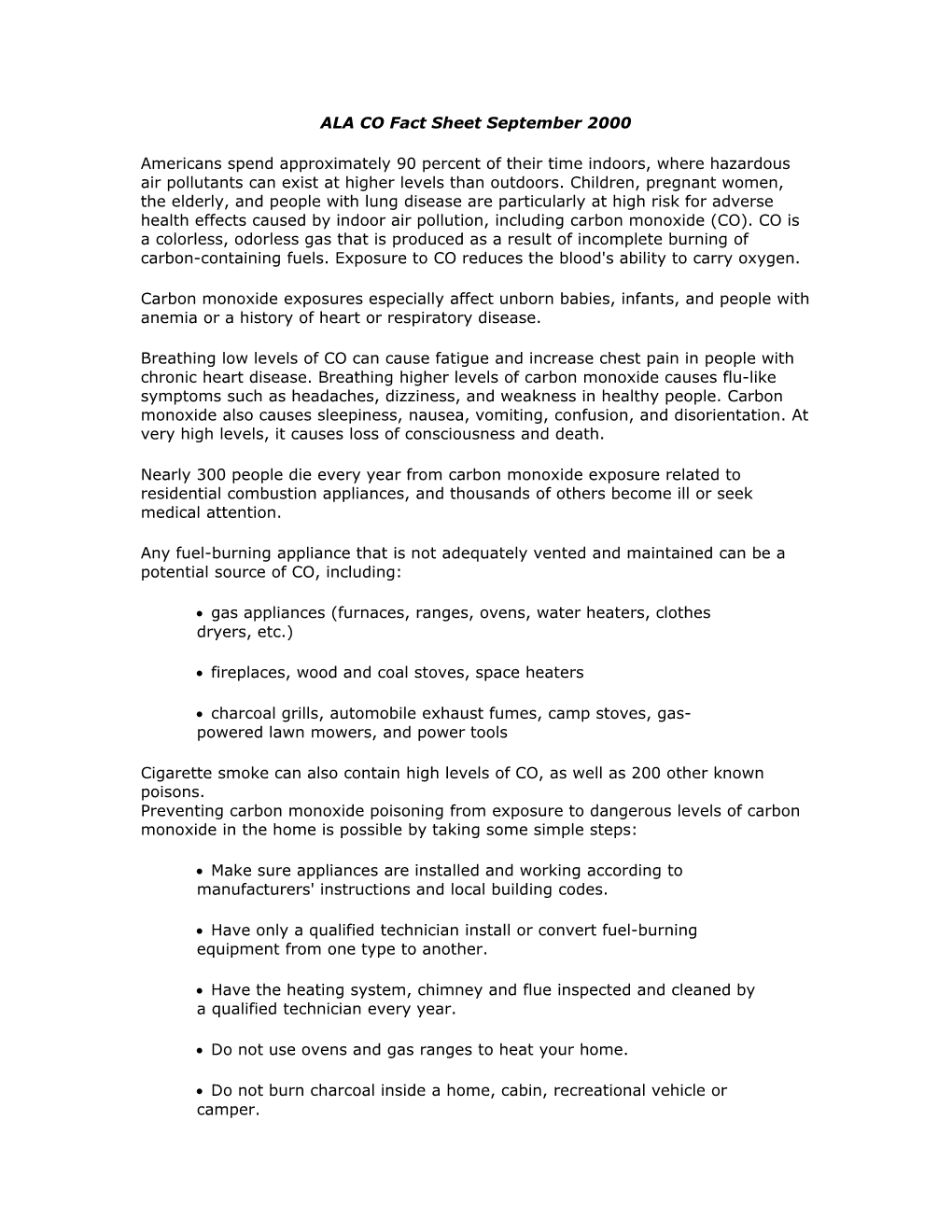 S: Dept ITEP AIAQTP Documents IAQ Resources Combustion Products CO Factsheet99