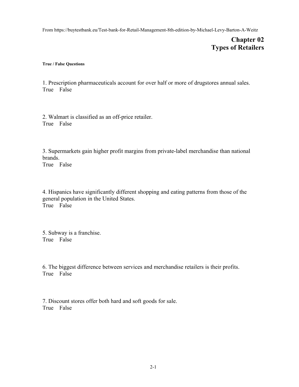 Chapter 02 Types of Retailers