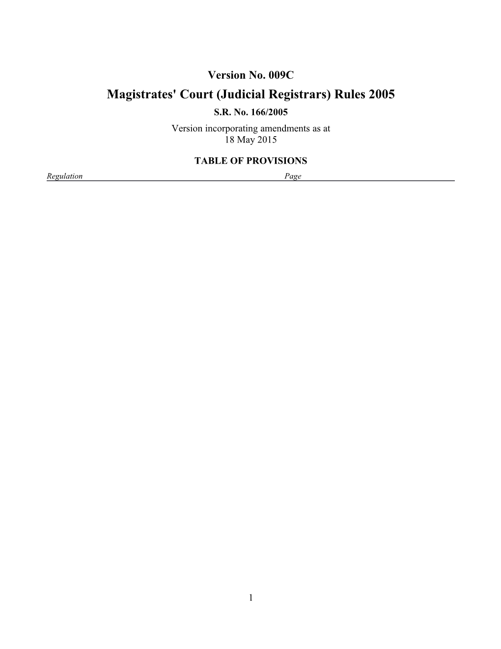 Magistrates' Court (Judicial Registrars) Rules 2005