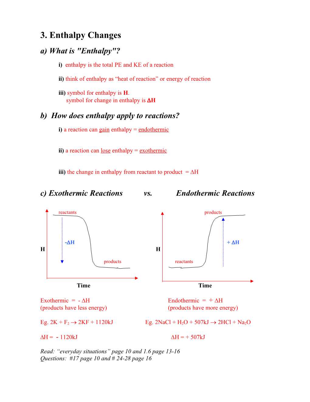 3. Enthalpy Changes