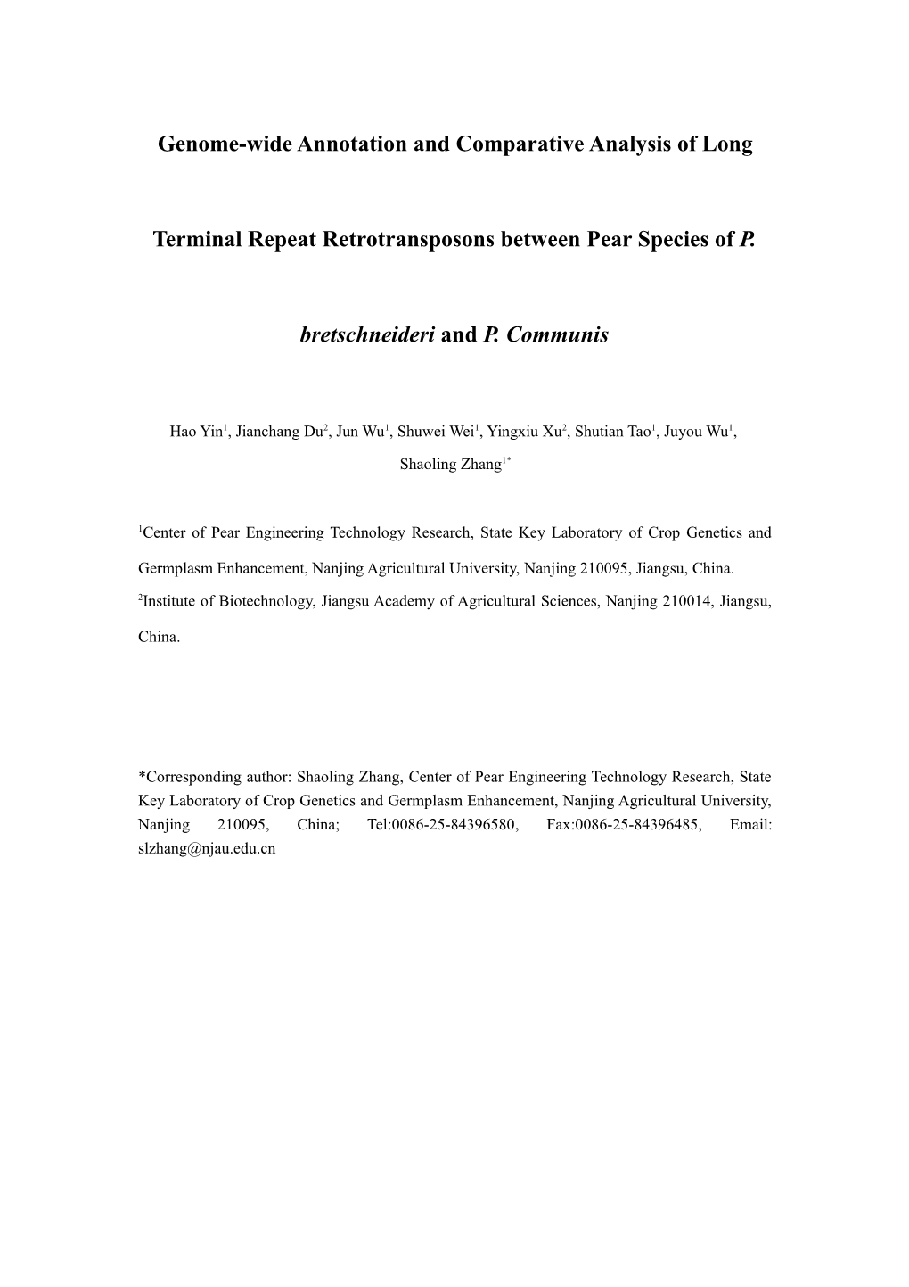 Genome-Wide Annotation and Comparative Analysis of Long Terminal Repeat Retrotransposons