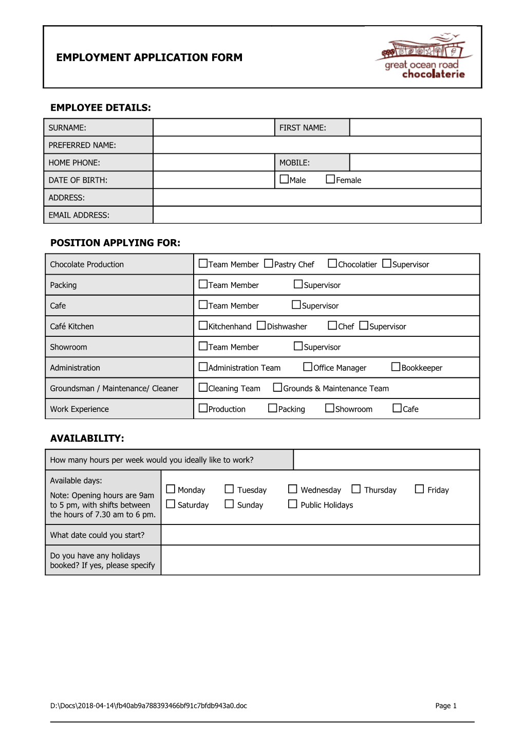 Employment Application Form s9