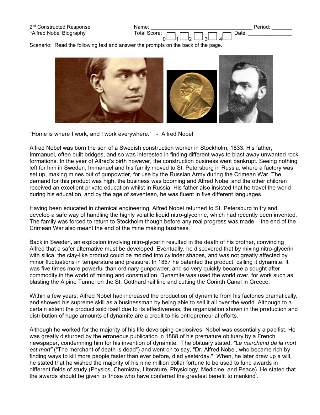 Alfred Nobel Biography